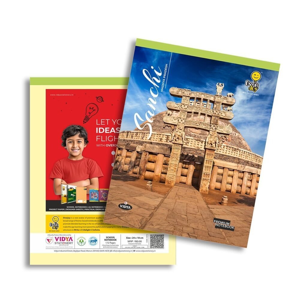 Overjoy Premium Notebook Sanchi-MP 3-IN-1 (Five Line - Four Line - Square-12mm)